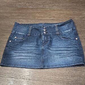 lei Indigo Denim Low-Rise Mini Skirt